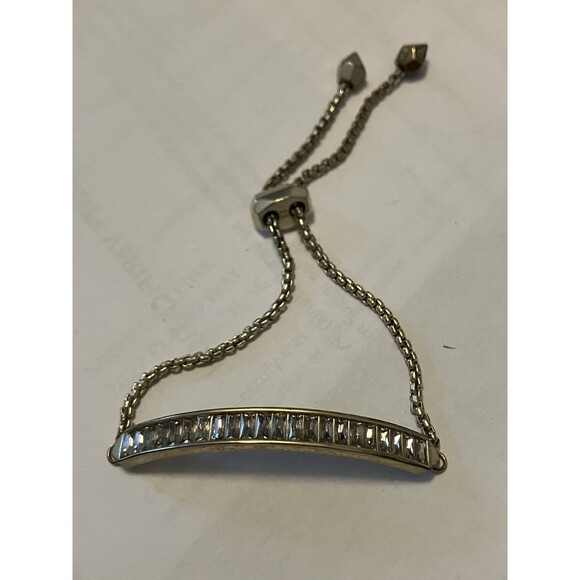 Kendra Scott Jewelry - Kendra Scott Jack Bracelet Adjustable Chain Clear Crystal Channel Silver Tone